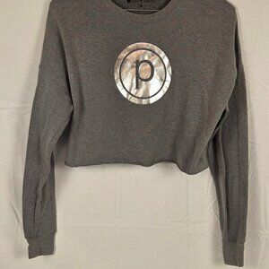 Pure Barre Gray Cropped Sweatshirt – Metallic Logo